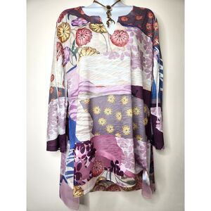Boho Floral Tunic Top Jess & Jane Patchwork Knit Retro Bohemian Naturecore